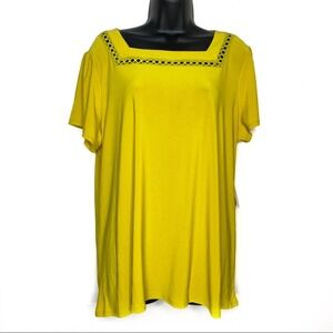 Diana Belle Yellow Square Neck Blouse Size 1X